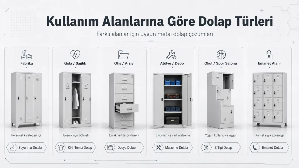 Kullanım alanına göre metal dolap türleri ve seçim kriterleri