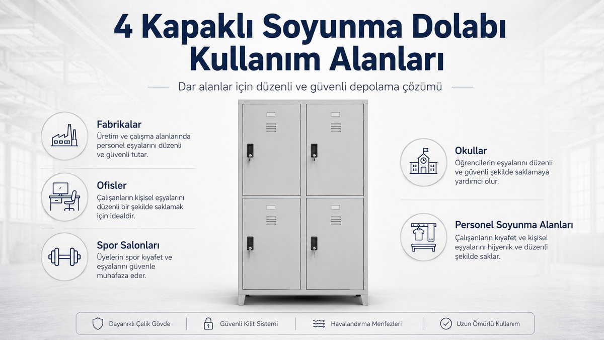 4 kapaklı soyunma dolabı kullanım alanları