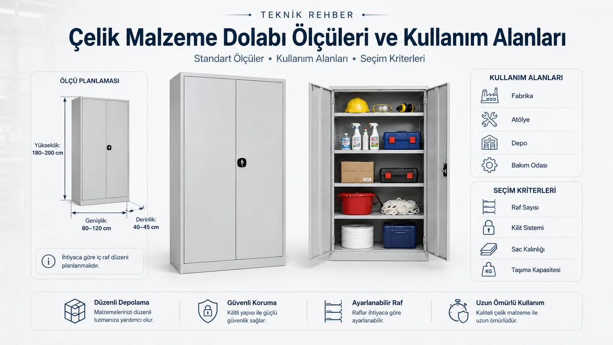 Çelik malzeme dolabı ölçüleri ve kullanım alanları