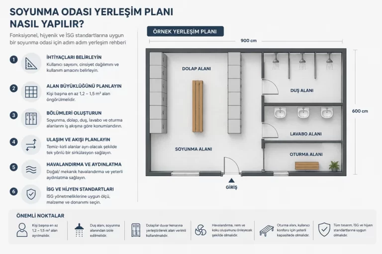Soyunma odası yerleşim planı ve dolap düzeni